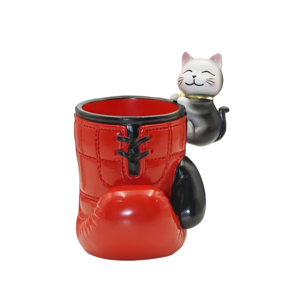 

Resin Boxing Gloves Pencil Holder Blue/Red with Cartoon Animal Pen Box Stable Base Stationery Storage Organizer Study