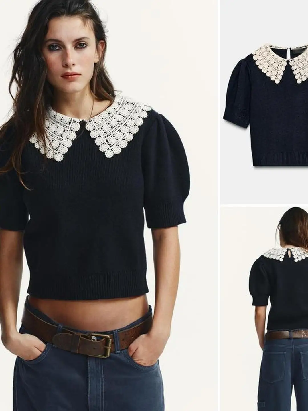 

Жемчужные пуговицы ort Sve Вязаный пуловер Цвет Blo Откидной воротник с застежкой-крючком Женский модный топ Quali Brand Free ...