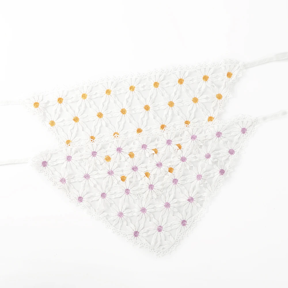 Awaytr-女性のための中空三角形のスカーフ、花のヘッドバンド、エレガントなデイジーのニットターバン、ヘアアクセサリー、ファッション