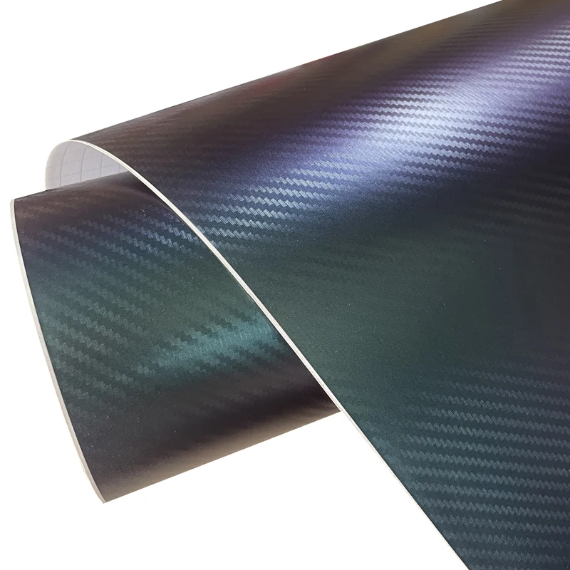 Premium Chameleon Carbon Fiber Vinyl Wrap Roll Grün bis Lila DIY Selbstklebende Aufkleber Automotive Car Wrapping Folie