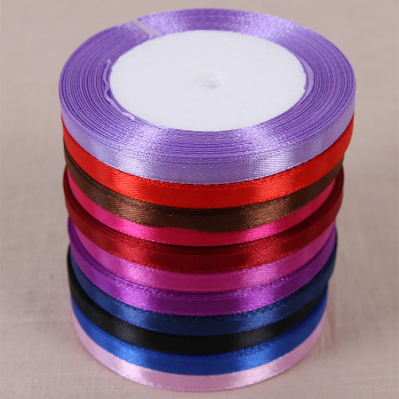 25yards/roll 6mm Satin Ribbon DIY Handmade Crafts Fabric Christmas Halloween Wedding Party Gift Box Flower Cake Decoration Tape