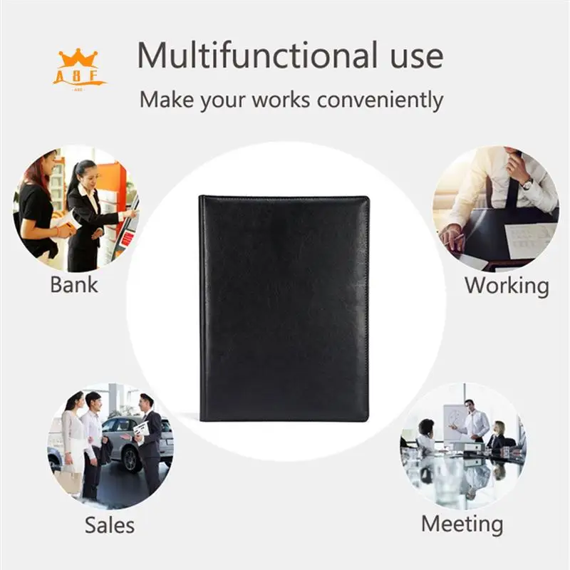 

A08E-A4 PU Padfolio File Folder Portfolio Business Document Holder Metal Clipboard Pad Document Organizer Holder