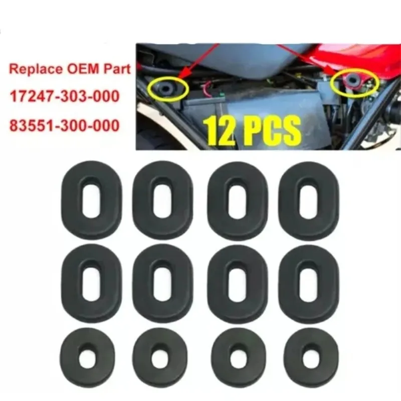 12Pcs  Motorcycle Rubber Pad Cushion Side Cover Panel Rubber Grommet Kit Edge Cover 83551-300-000 For Honda CB/CL/SL/XL100 CB/CT