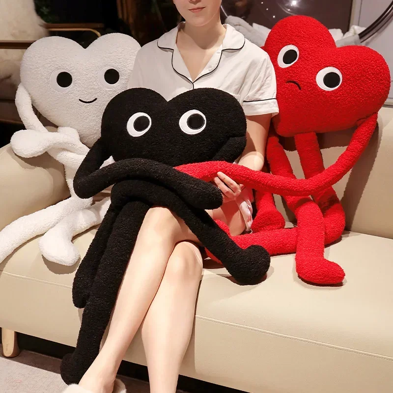 Long Legs Love Heart Shape Pillow Cute Stuffed Red Black White Heart Pillow Soft Plush Toys Lover Friends Festival Creative Gift