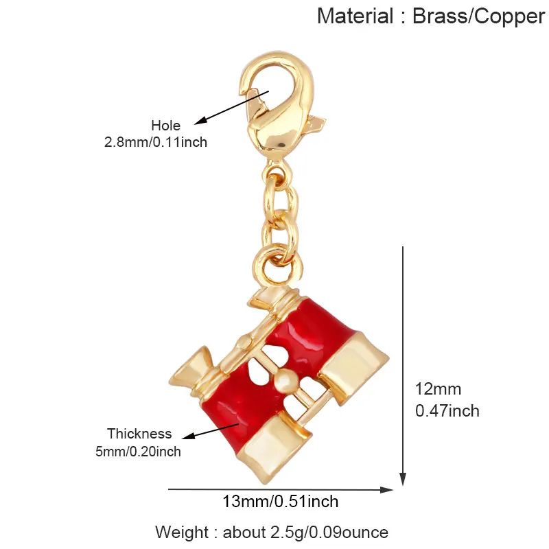 T18 Pure Brass Eco Friendly Plated DIY Jewelry Charms Mushroom Telescope Backpack Candy Luggage Pendant