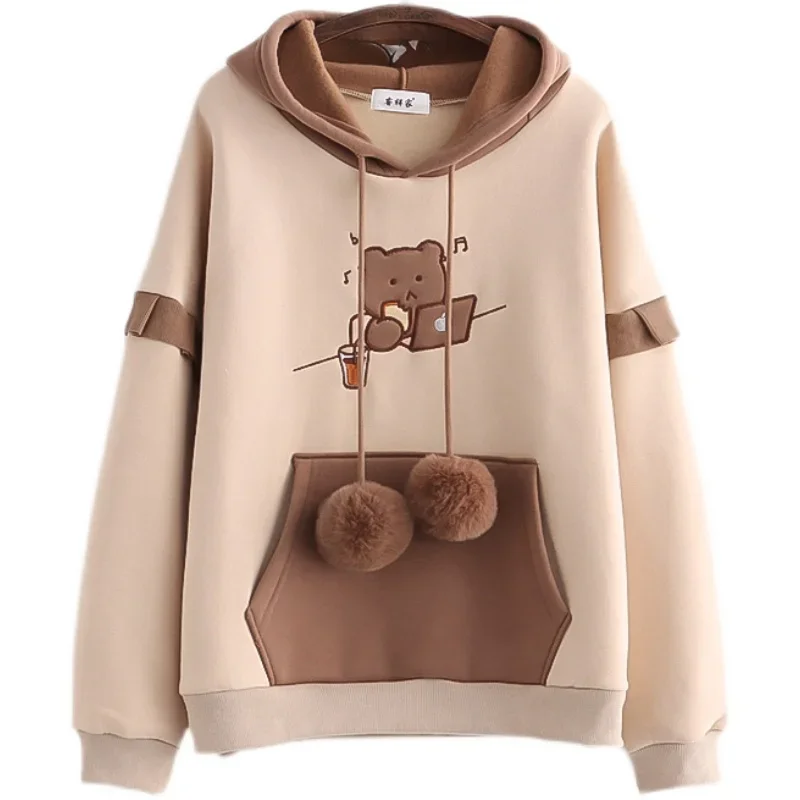 LISM y2k hoodies sweatshirt 2025 Korean Kawaii Cotton Fleece Hoodie Coat Long Sleeve Oversized  Kpop Y2K Girls Winter Clothes