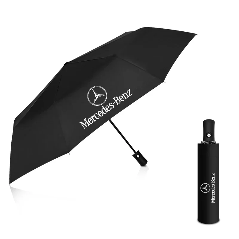 Parasol plegable automático a prueba de viento con logotipo de coche para Mercedes Benz C180 C200 C260 C300 W108 W124 W126 W140 W168 W169 W176