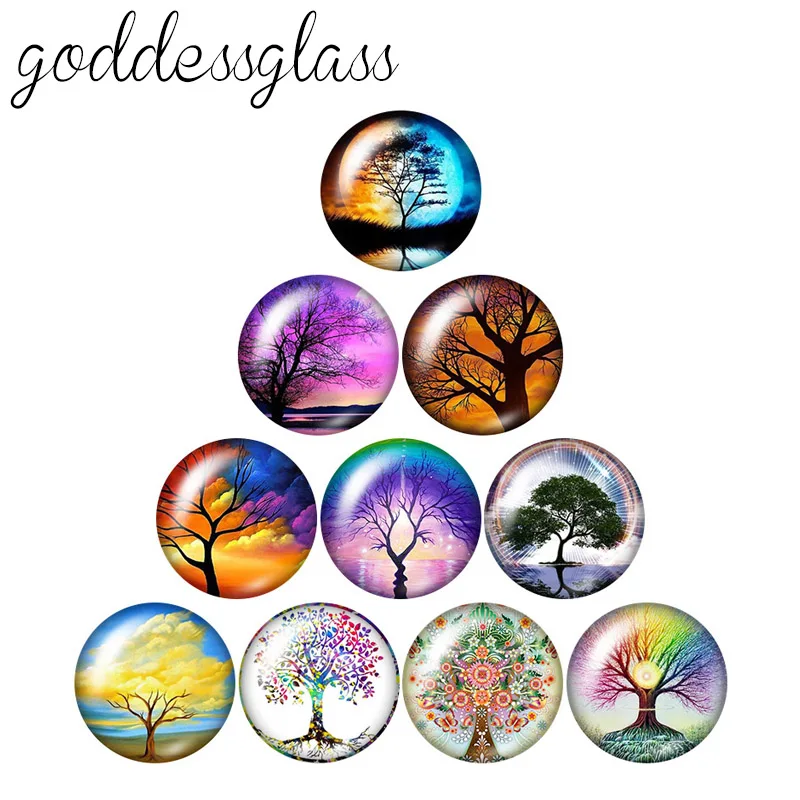 

New Tree of Life Tree patterns Famliy 10pcs 12mm/18mm/20mm/25mm Round photo glass cabochon demo flat back Making findings