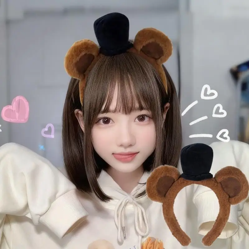 

﻿ Cute Plush Bear Ear Headband Cartoon Sweet Brown Teddy Bear Hairhoop Christmas Party Cosplay Head Hoop Daily Casual Headwear