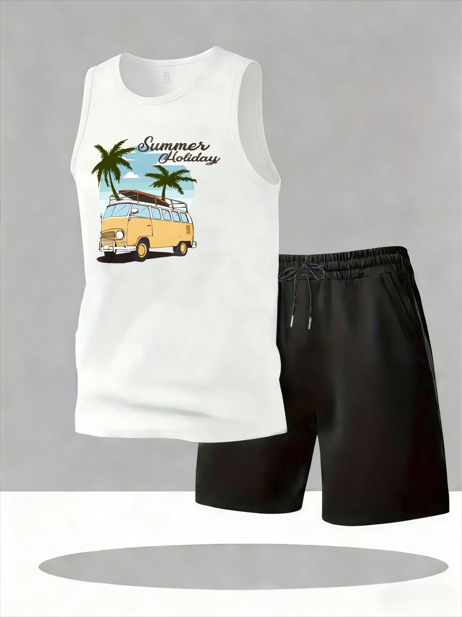 

Men's Tank Top Sets 2026 Summer Quick drying crewneck beach Breathable running oversize sports two-piece sports Sportswear