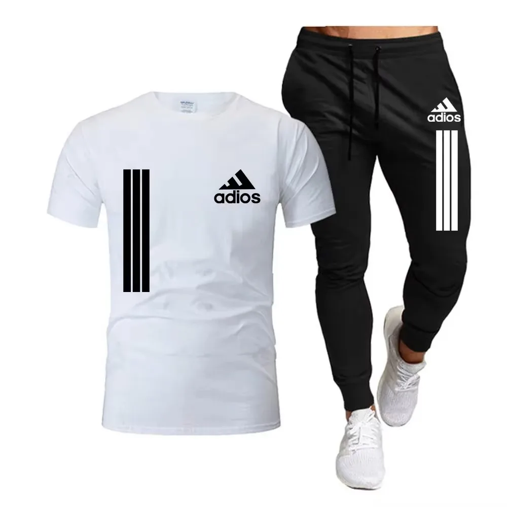 Men\'s casual short-sleeved sportswear two-piece shirt and pants Spring/Summer 2024 fashion