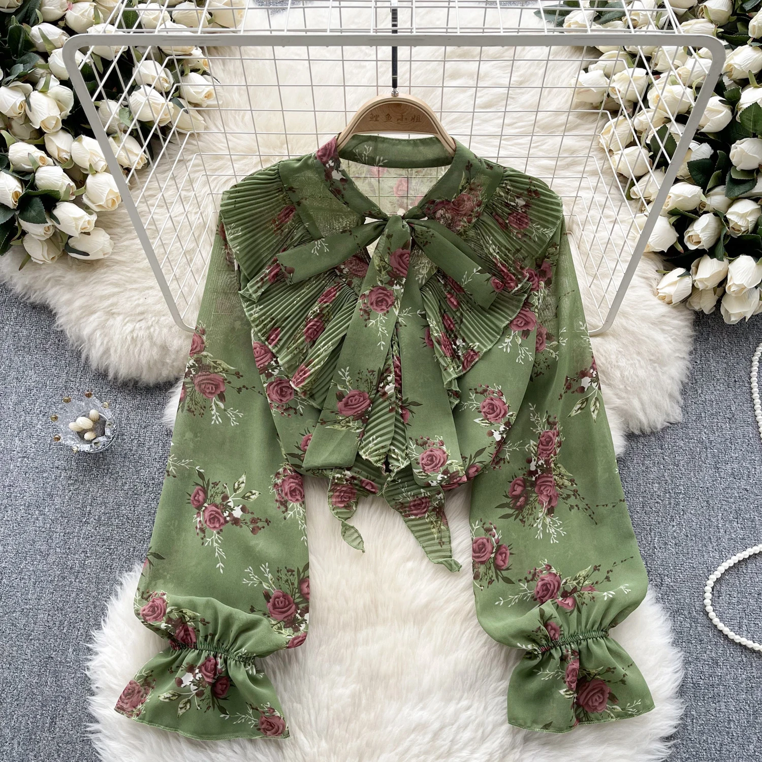 Women Chic Ruffle Bow Tank Top Sexy Korean Fashion Puff Long Sleeve Crop Top Summer Women Blouse
