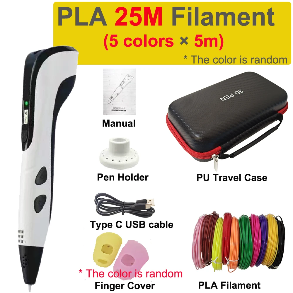 3D-Stift 3D-Druckstift für Kinder 40 Farben 1,75mm PLA-Filament DIY-Zeichenstift für Kinder Jungen Mädchen Geburtstagsgeschenke mit Reiseetui