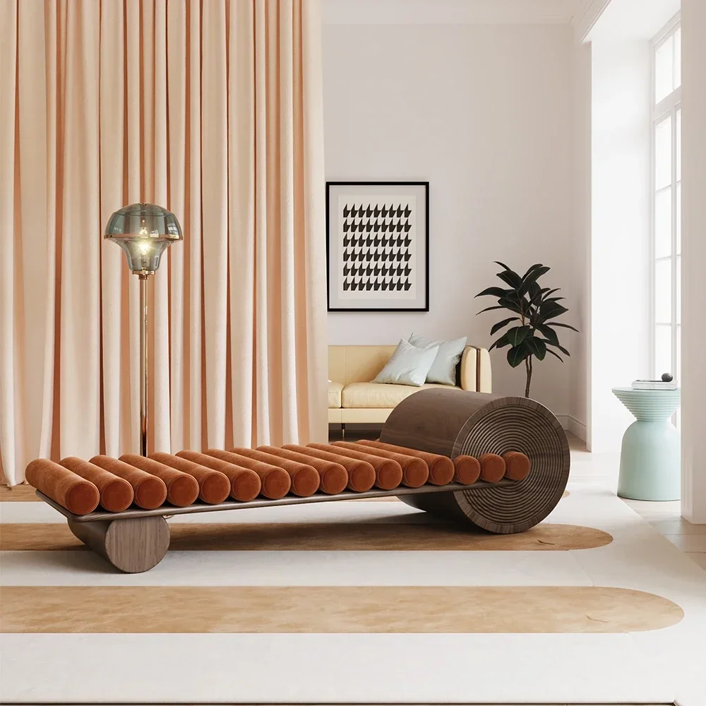 Banco reclinável quarto sala de estar sofá de madeira