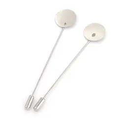 10 Uds. Broche largo de acero inoxidable de 15mm Pin DIY solapa vestido joyería broche básico Pin de seguridad accesorios de joyería al por mayor