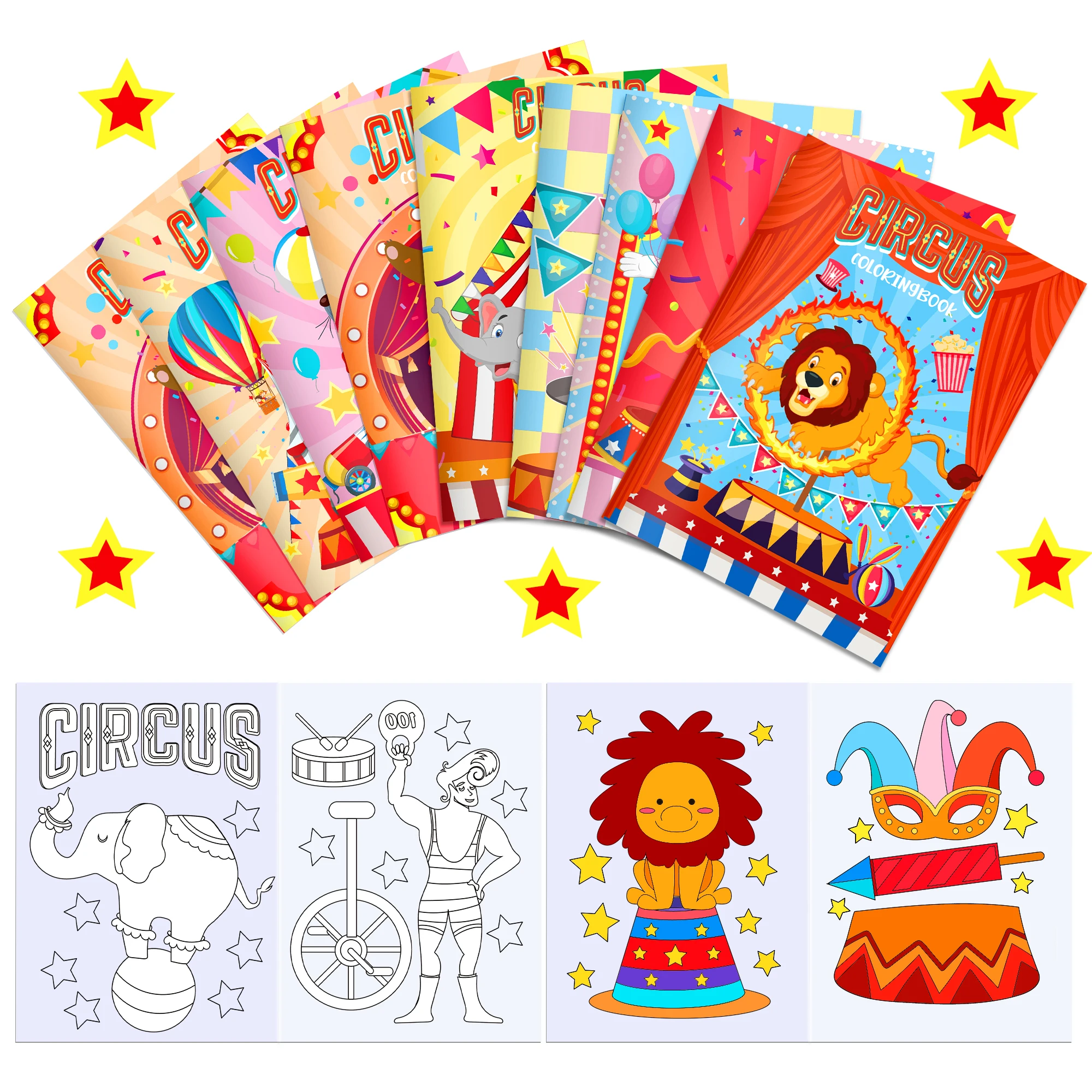 9/18pcs Circus Show Coloring Books Graffiti Joker Animal Show DIY Drawing Painting Books For Gifts Birthday Party Supplies