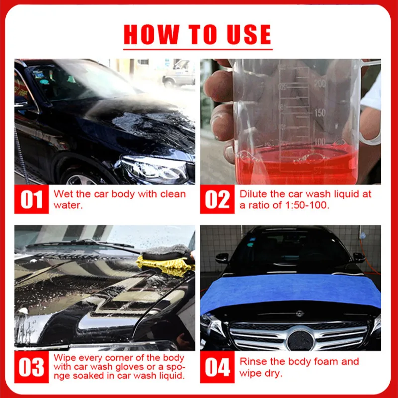 100ml Super Concentrated Car Wash Liquid High Foam Dilution Ratio 1:100 Car Strong Shampoo Cleaner Car Beauty Cleaning Supplies