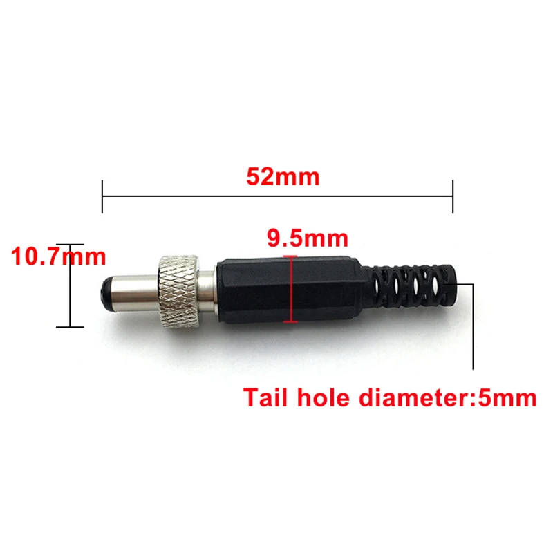 2-10 pz 5.5MM x 2.1MM/2.5mm chiusura a vite connettore di alimentazione cc spina femmina e presa di montaggio a pannello in metallo spina Standard