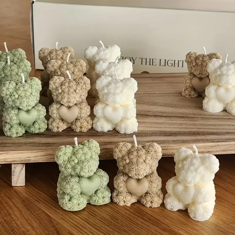 شمعة قوالب ثلاثية الأبعاد الدب عناق الحب سيليكون Diy بها بنفسك لطيف الدب الحيوانات الأليفة شمعة صنع لوازم صابون يدوي الصنع الجص الراتنج قالب ديكور المنزل هدية