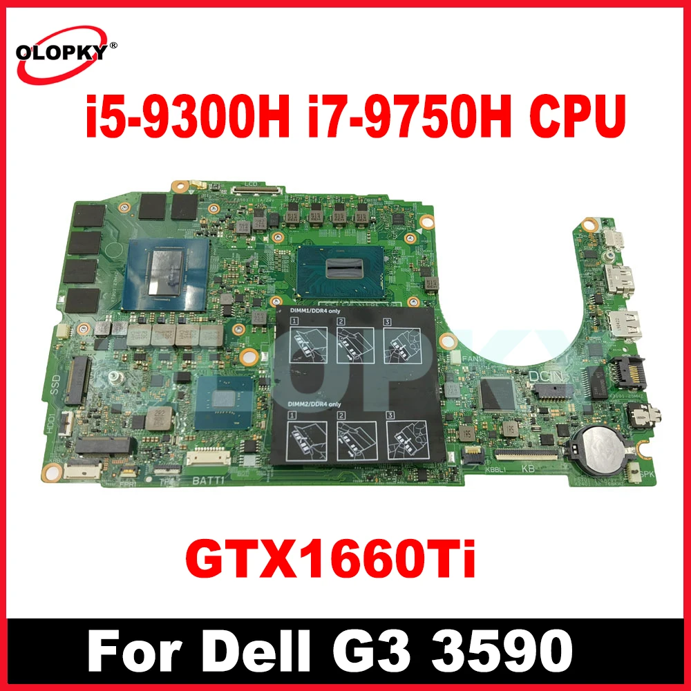 

18812-1 материнская плата для ноутбука Dell G3 3590, материнская плата с процессором i5-9300H i7-9750H GTX 1660Ti GPU DDR4, полный тест