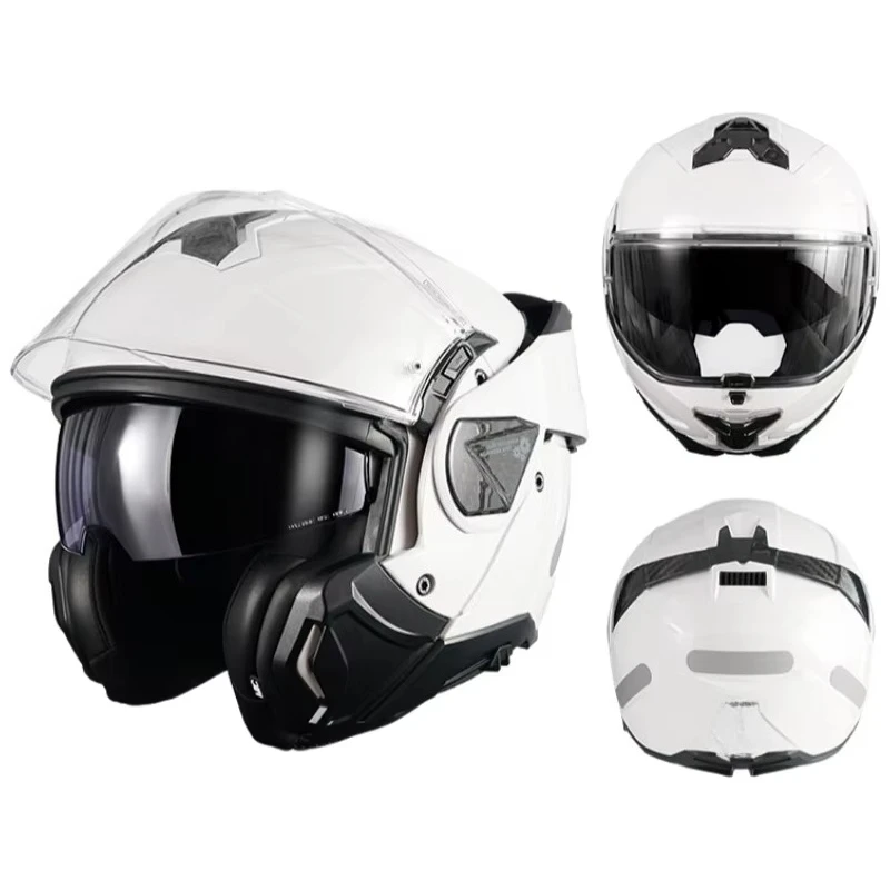 New Unisex All-Season Full Face Motorcycle Helmet Dual Visor Rear Flip Anti-Fog Classic Motocross 3C Certified