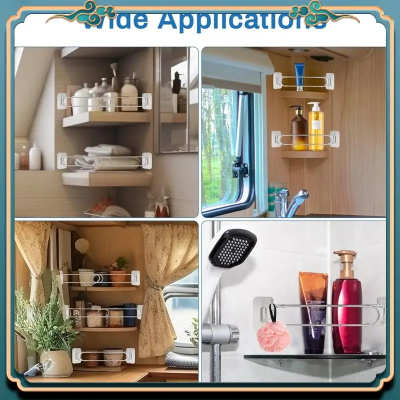 

A42M-RV Угловой бар для хранения душа Регулируемый угловой бар для хранения RV из нержавеющей стали для прицепа внутри аксессуаров для ванной комнаты 2 шт.