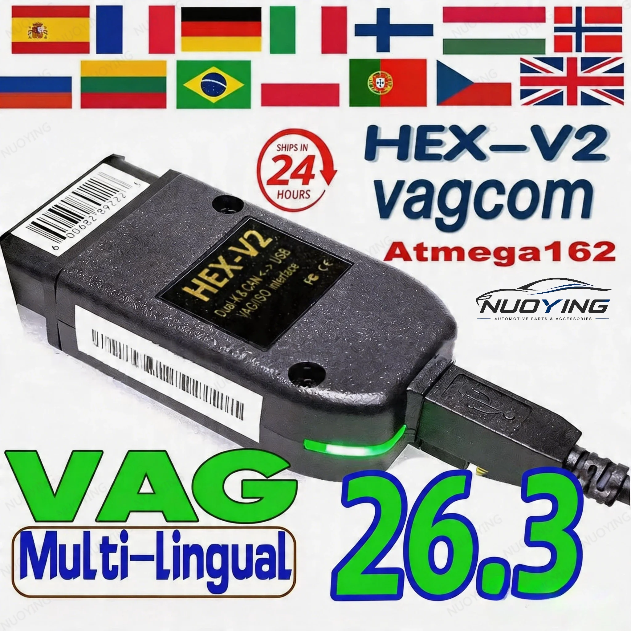 Interfaz VCDS VAGCOM NUOYING 2026, VCDSCAN HEX V2 Actualización 26.3 para VW, AUDI, Skoda, Seat, Herramientas de Diagnóstico Automotriz Multi-idioma