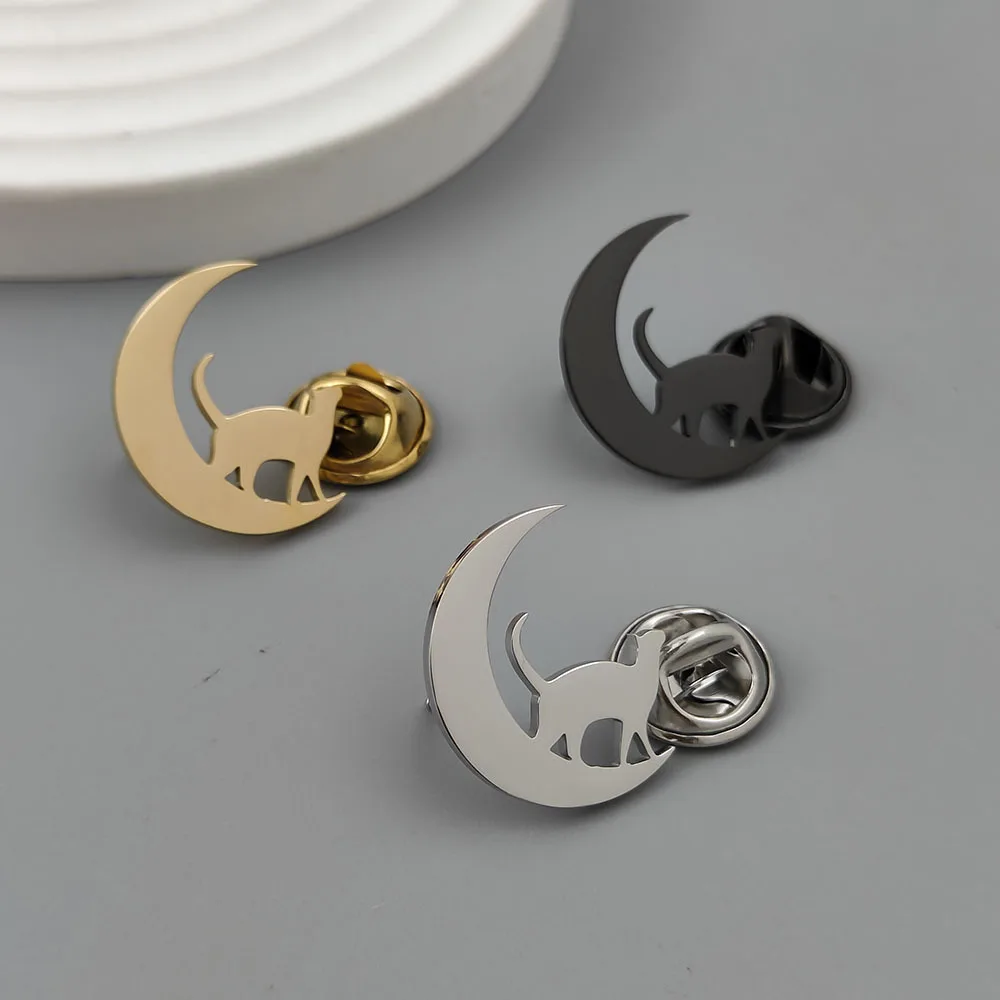 Moon Cat Accessories Cufflinks Available in Gold, Silver, and Black Colors Men's Business Dress Shirt Sleeve Nails