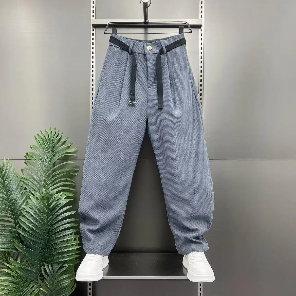 

Мужские повседневные брюки Харлан, осенне-зимние новые модные рабочие костюмы, свободные леггинсы с поясом Haome, дизайнерские отложные леггинсы