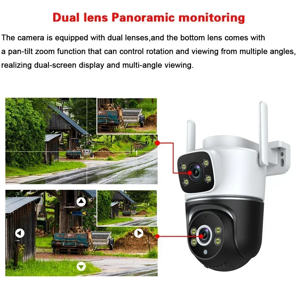 4K 4G Sim Card PTZ IP Camera Outdoor Dual Lens Wireless CCTV Security Surveillance Camera Auto Tracking 4G Cam Two Way Audio