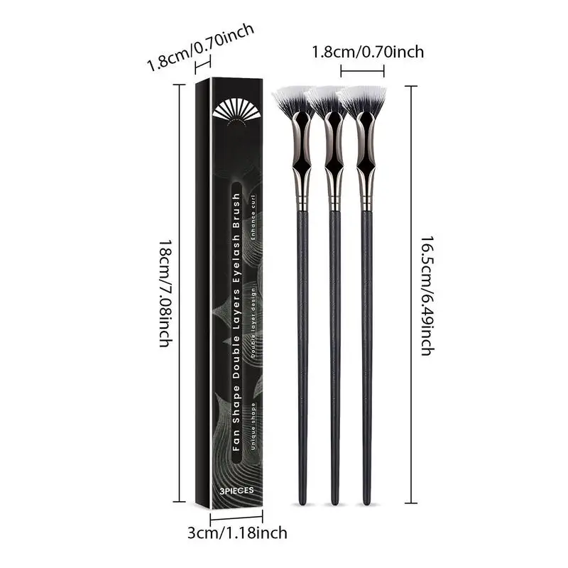 마스카라 선풍기 브러쉬, 120 앵글 전문 속눈썹 브러쉬, 부드러운 강모 메이크업 도구, 속눈썹 눈썹 아이섀도우, 3 개