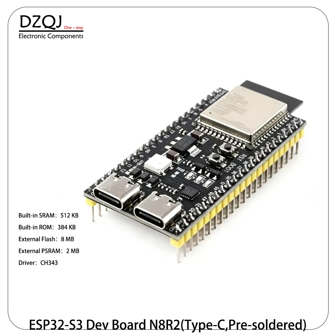 ESP32-S3 ontwikkelbord DevKitC-1 N8R2 N16R8 WiFi BT-module 44-pins Type-C USB ESP32-S3