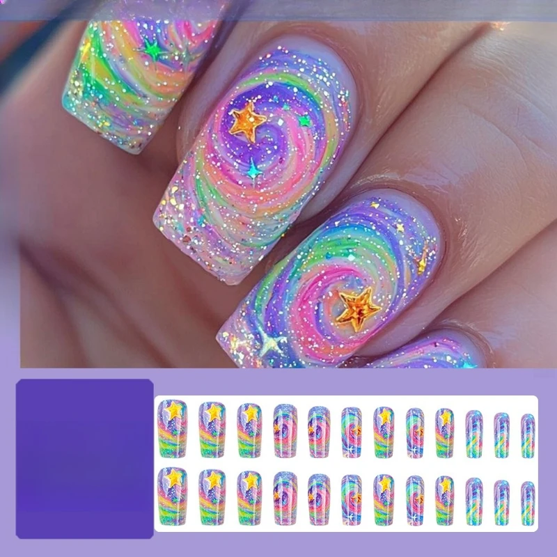 

European and American planets wear armor brilliant stars gradually change stars relief nail patch
