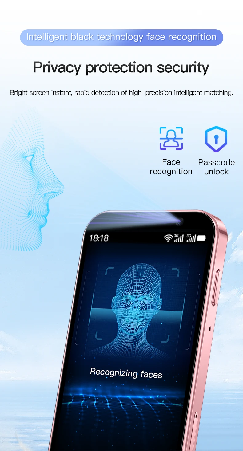 SERVO Ultra Mini Pocket Smartphone 3G Android 9.0 2GB+16GB Dual SIM Face Unlock WiFi GPS Video Player 3.0" Unlocked Mobile Phone