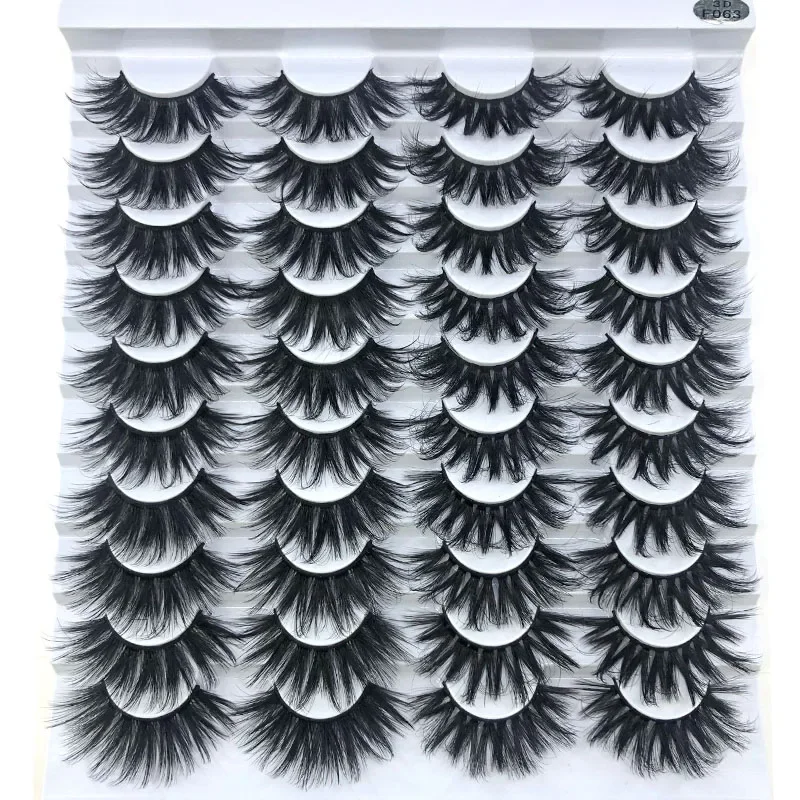 HBZGTLAD 20 Paar 3D-Nerzwimpern, natürliche falsche Wimpern, dramatisches Volumen, künstliche Wimpern, Make-up, Wimpernverlängerung, Seidenwimpern
