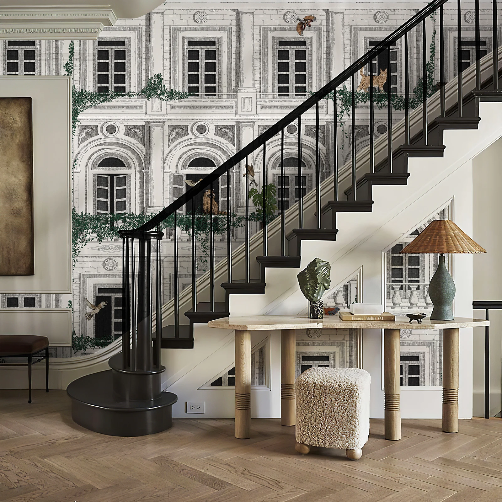 JIFFDIFF 375*250cm Modern Mural European Retro Architecture Mural Wallpaper Cement Ash Peel and Stick Wallpaper Bedroom Grey PVC Industrial Cement Wallpaper Self-Adhesive Vinyl Waterproof Wall Stickers for Living Room Decor (Layered 5-link )