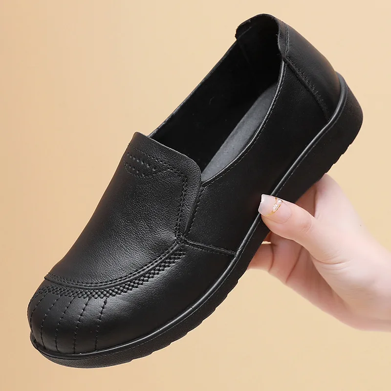 2023 Spring Autumn Woman Loafers Genuine Leather Female Flats Shoes Ladies Breathable Casual Walking Shoes Plus Size