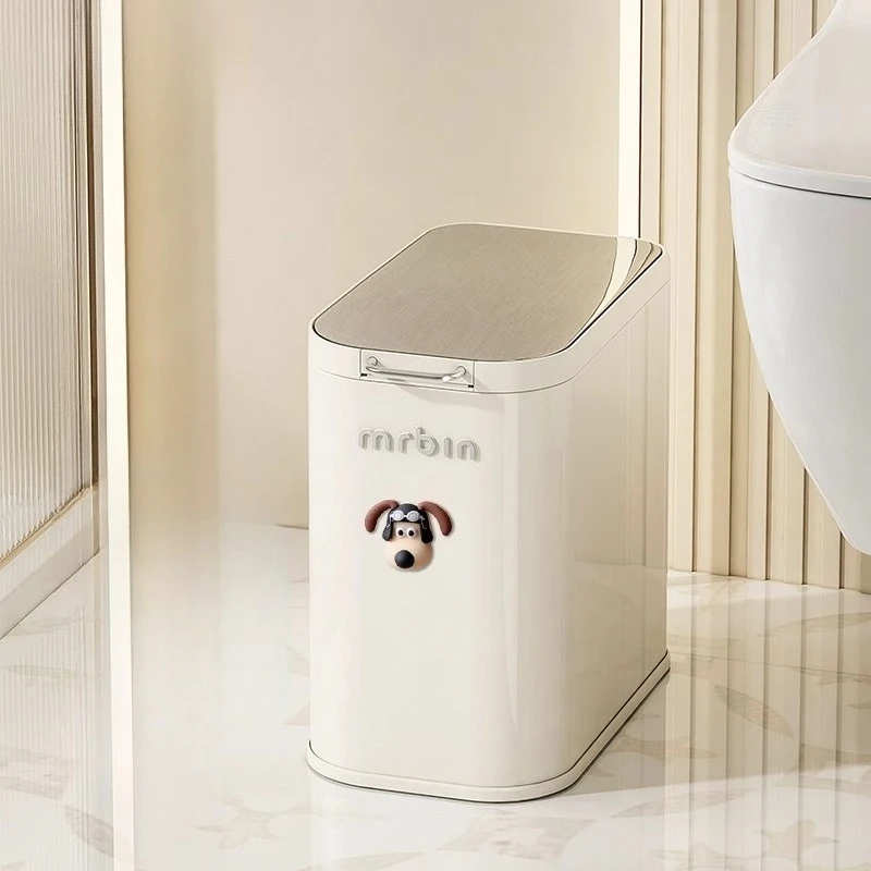 

Современный минималистичный мусорный бак для ванной комнаты в кремовом стиле, экологически чистый дизайн, педаль для унитаза, узкий мусорный бак для дома и сада, мусорный бак FYWB