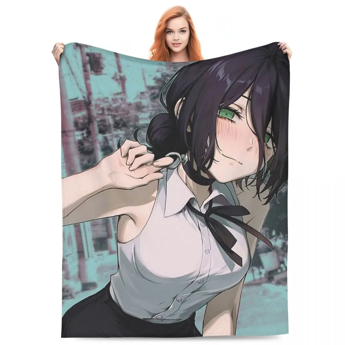 Reze Anime Chainsaw Man (10) Blankets Flannel Sofa Throw Blanket Lightweight for Home Bedroom Travel Throws Bedspread Quilt