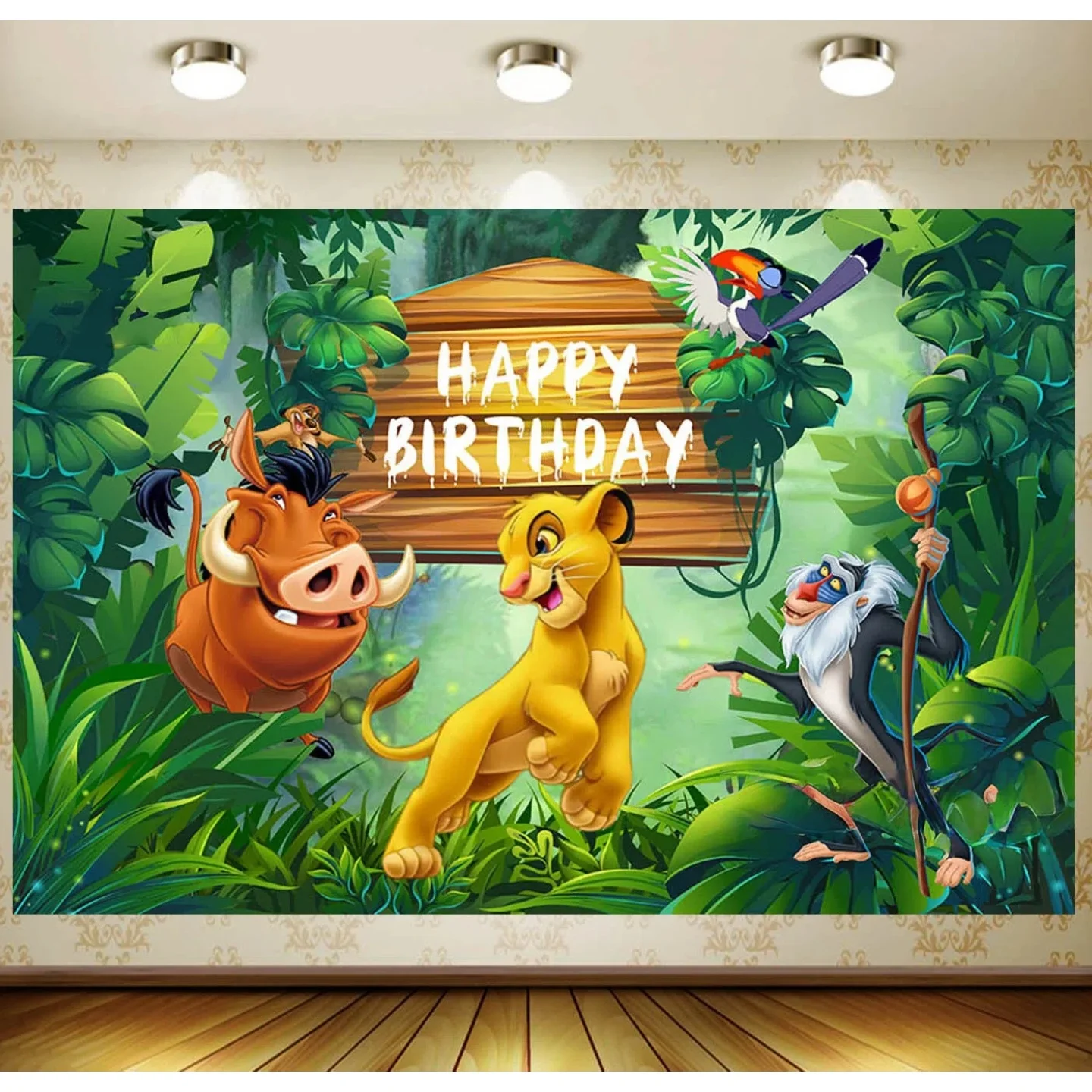 König der Löwen Simba Geburtstagsparty Dekorationsset Happy Birthday Banner Tortendekoration Luftballons für Kindergeburtstag Partyzubehör – Detail 3