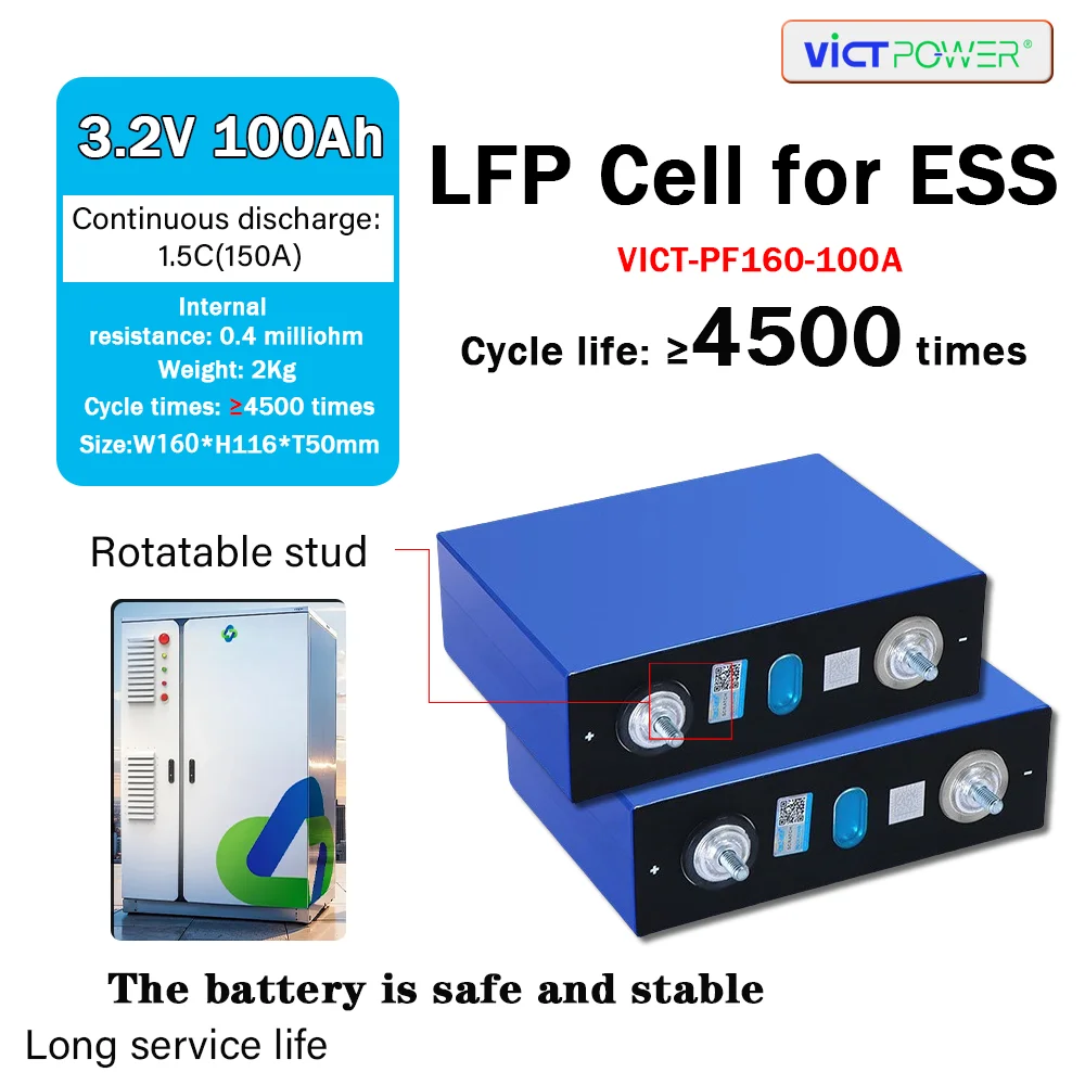

Victpower new energy lithium battery 100Ah 102Ah Ferrous lithium phosphate 100Ah power battery 3.2V energy storage solar cell