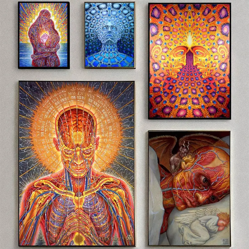 Anime Alex Grey Posters High Quality Self-adhesive Wall Art Decorations Color Prints Sticky