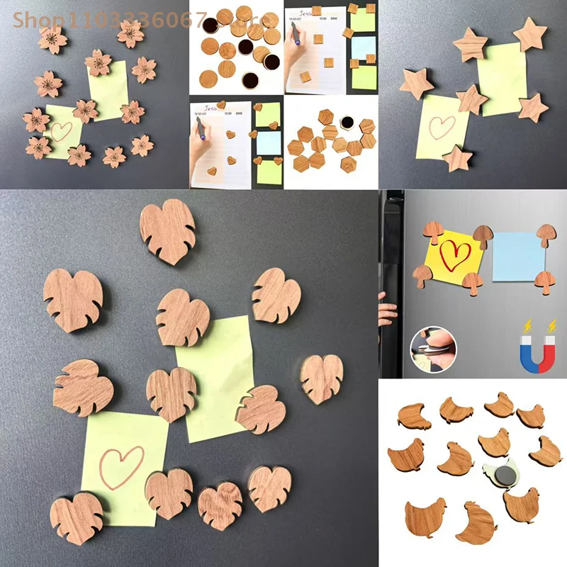 1Set Wood Learning Alphabet Letters Round/Heart/Square Fridge Magnets Refrigerator Stickers DIY Crafts Educational Kids Toys