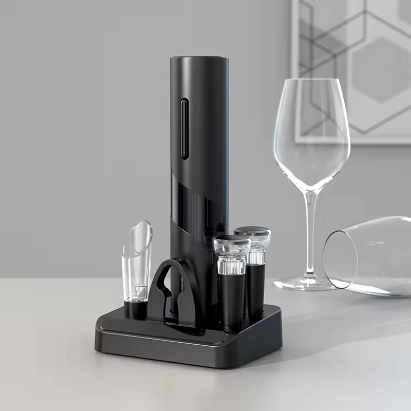 Multifunction Electric Automatic Corkscrew Wine Opener Set Wine stopper, Wine Pourer, Electric Bottle Opener with Storage Base