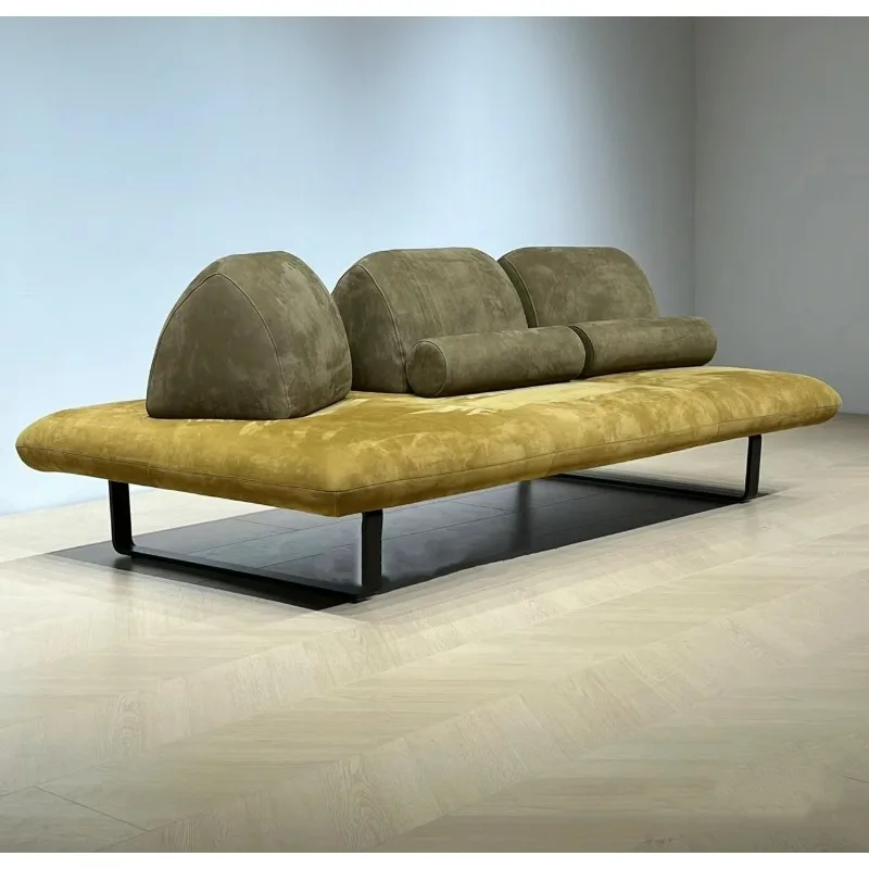 Straight row three-person mobile backrest sofa Prado orange frosted fleece