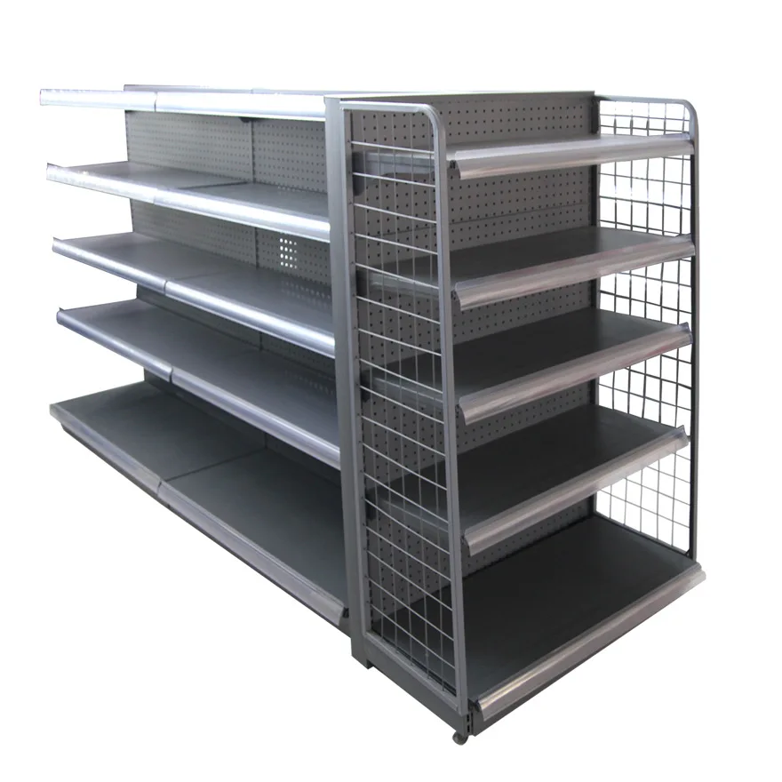 

New product supermarket shelf frosted gray double-sided thickened snack rack convenience store maternal and infant hole