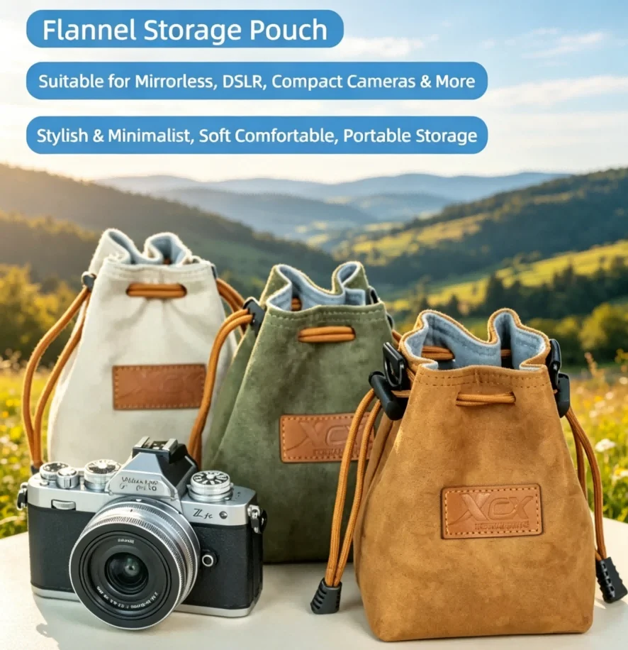 Weiche Flanell-Kameratasche Stoßfeste Hülle Passend für Sony ZV-E10 Canon R50 Fujifilm XT30/50 Nikon Spiegellose Kamera Tragbare Tasche