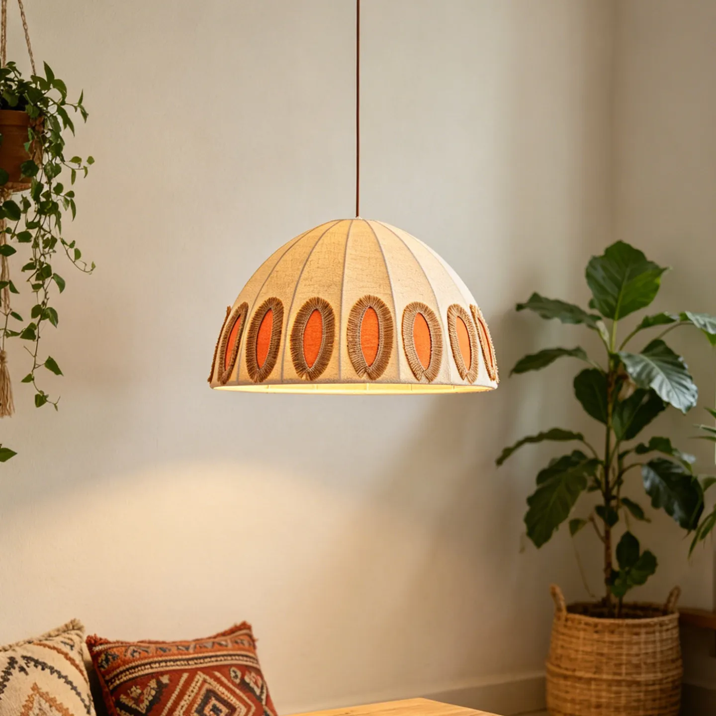 Boho Woven Tassel Pendant Light Black Wave Fringe E27 Shade For Dining Bedroom Cafe Wabi Sabi Ceiling Decor