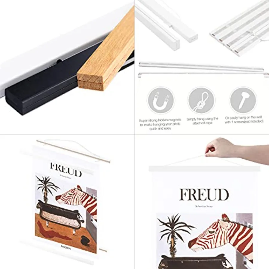 Magnetic Poster Hanger, 8x10 8x20 8x11 Poster Frame Wood Wooden Magnet Print Posters Dowel Scroll Hanger Hangers Hanging Kit fo