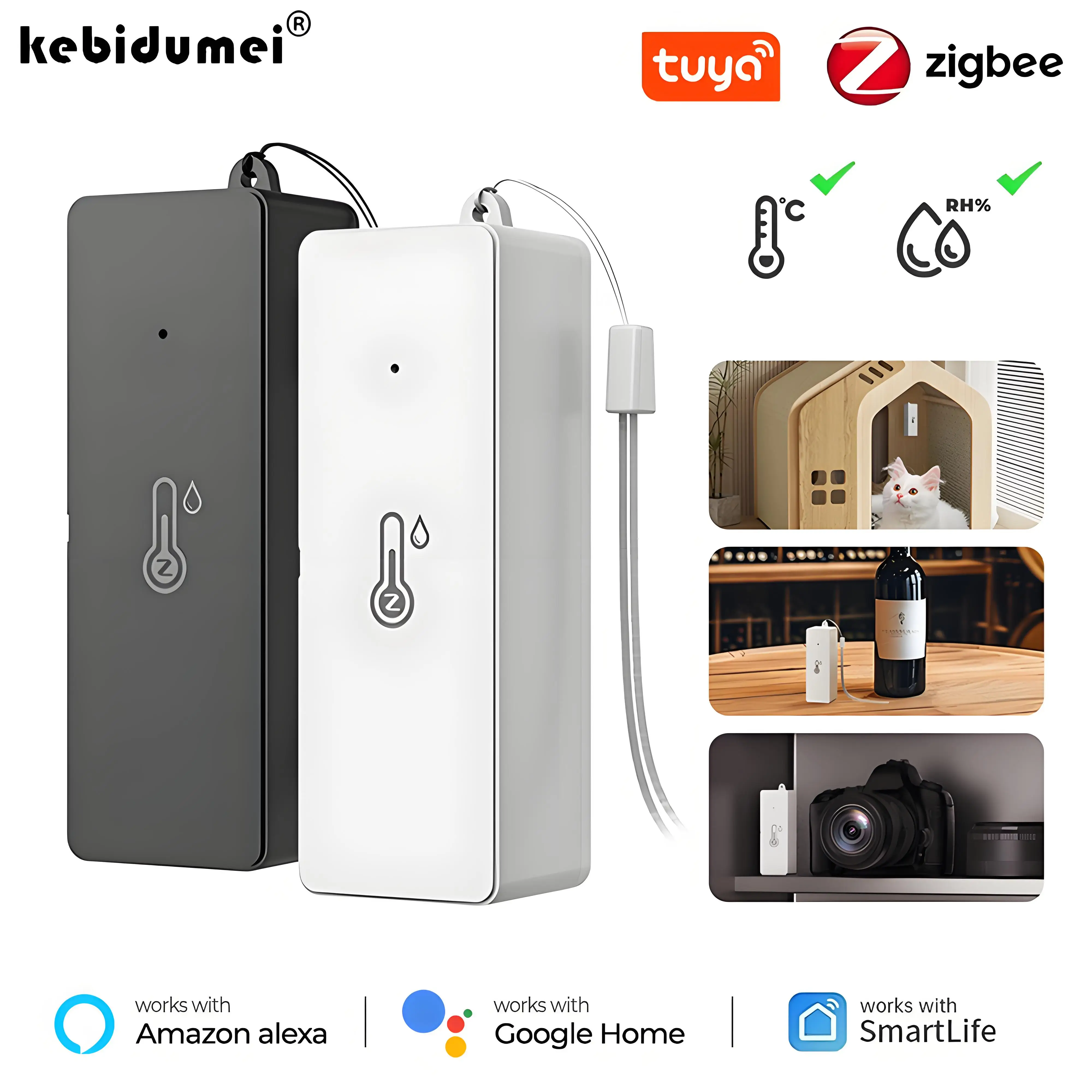 Мини-датчик температуры и влажности Tuya ZigBee, детектор влажности в помещении, голосовое управление через приложение, работает с Alexa Google Home